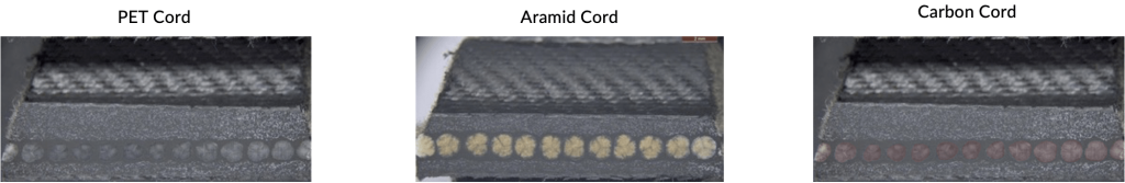 Exemple of the three different types of cord we offer